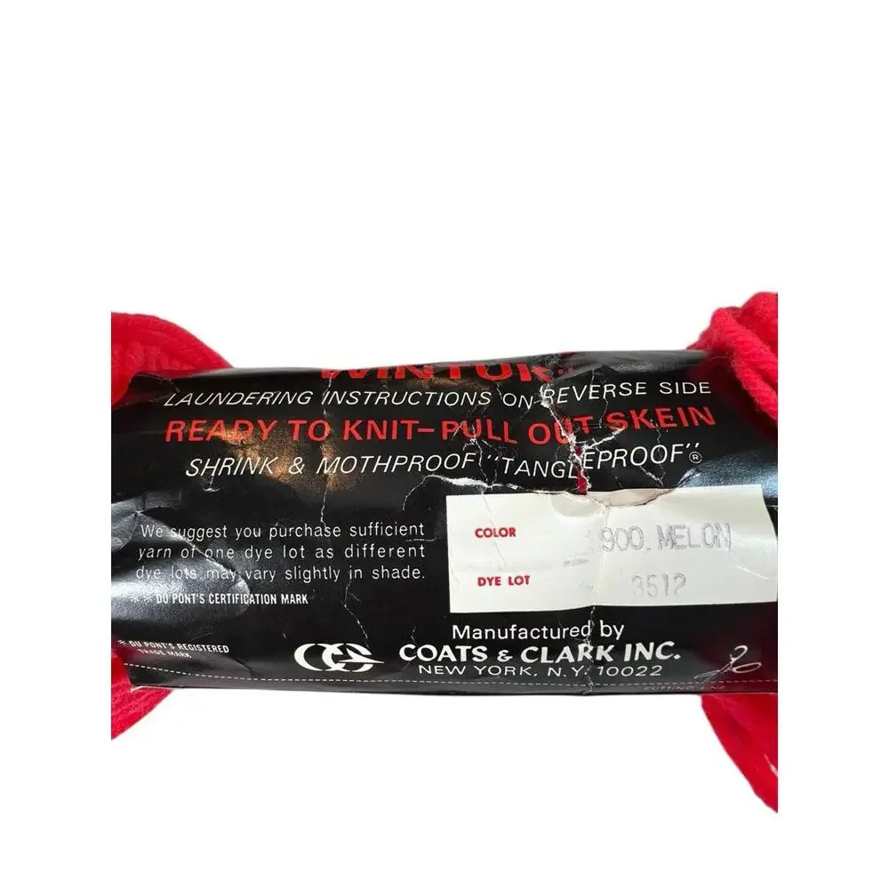 Vintage Red Heart Wintuk Orlon Acrylic Yarn - 1 Skein‎ Color Melon #900